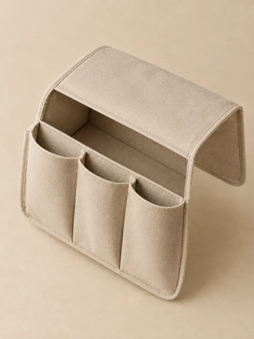 Arm Sofa Caddy in Oat, seen from above
