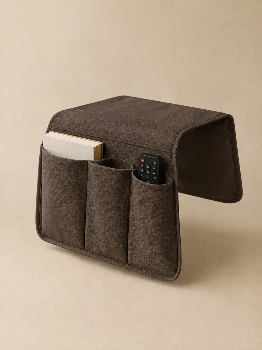 Arm Sofa Caddy in Peat, front view