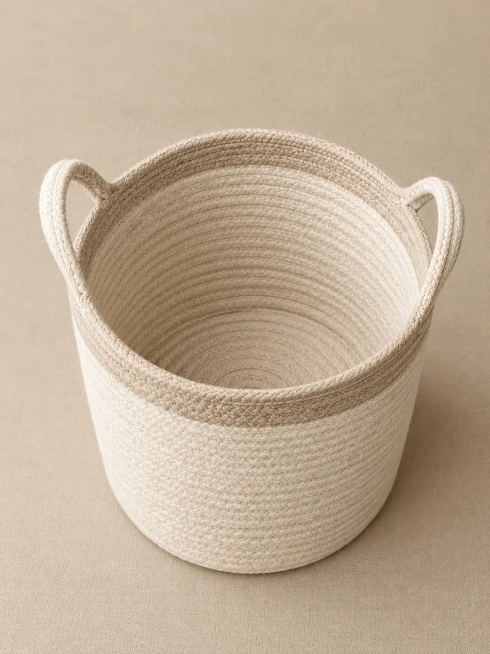 Coil Rope Basket in Chalk, seen from above