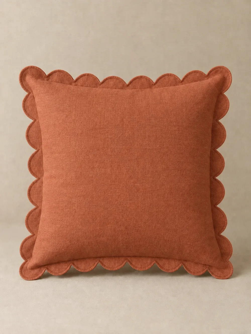 Cove Scallop Cushion Cover in Clay, front view
