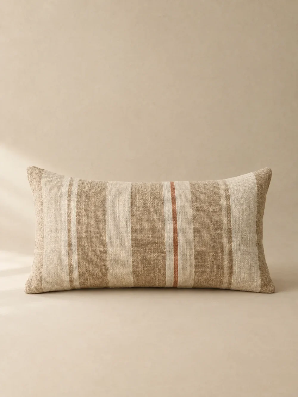 Dune Stripe Lumbar Cover in Sand, front view