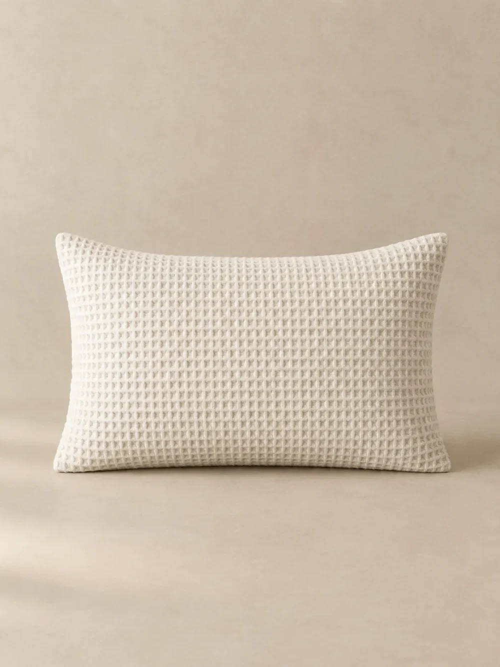 Ebb Waffle Lumbar Cover in Chalk, front view