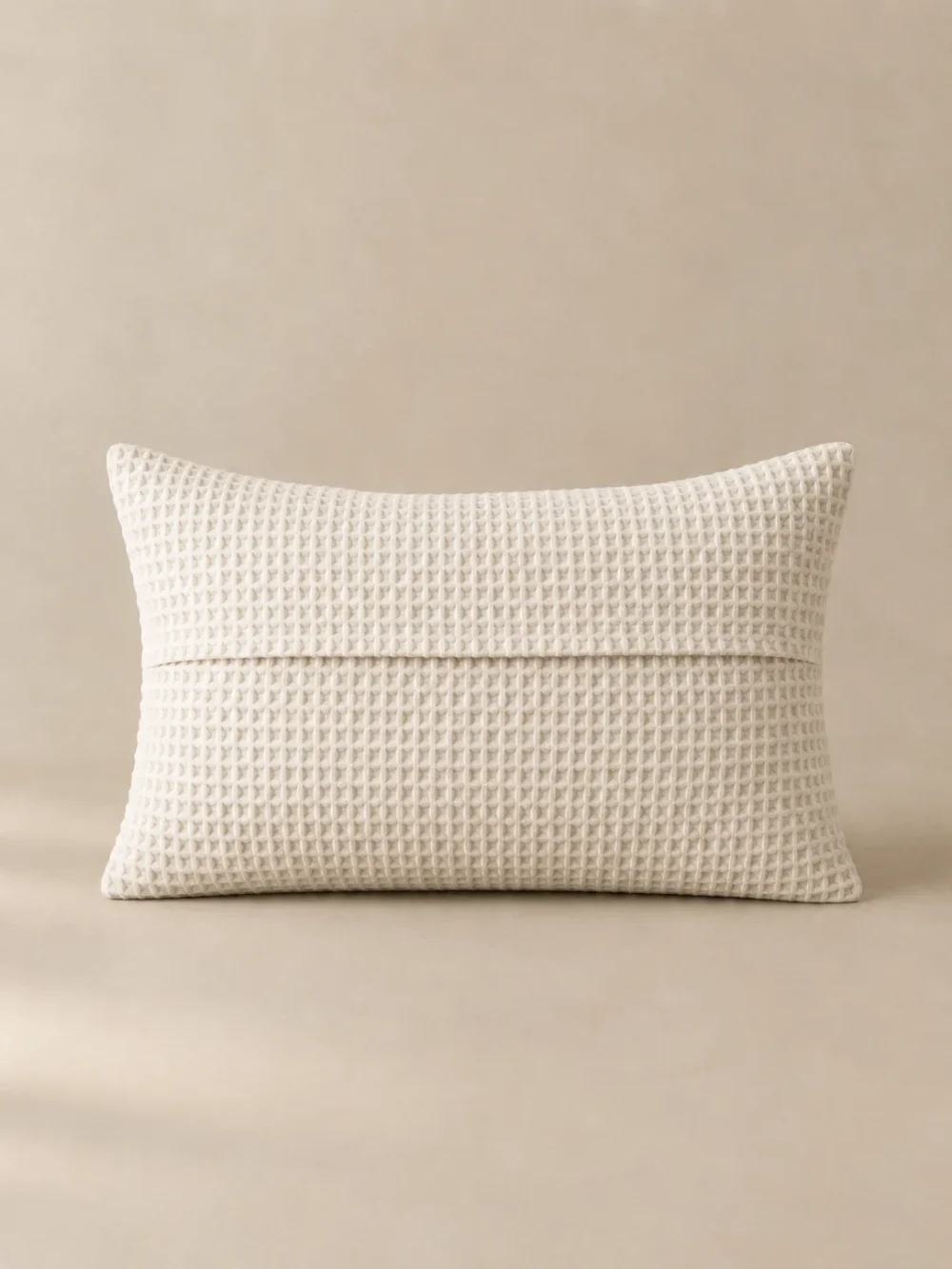 Ebb Waffle Lumbar Cover in Chalk, back view showing the closure