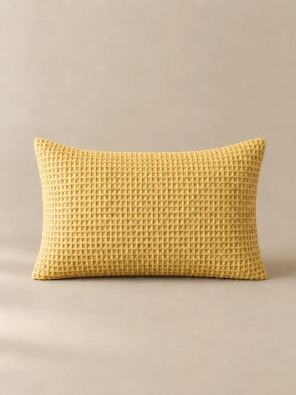 Ebb Waffle Lumbar Cover in Ochre, front view