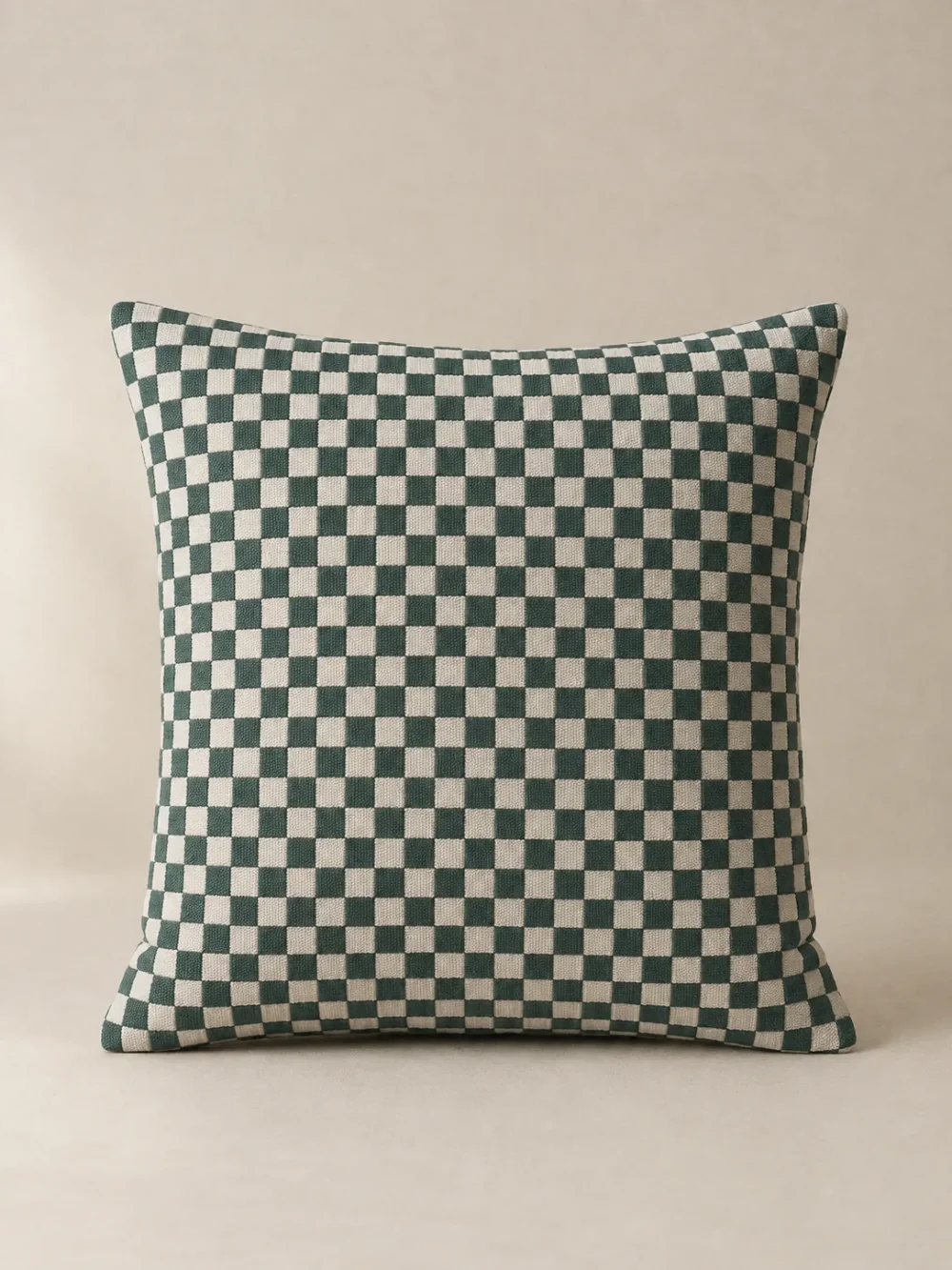 Fell Check Cushion Cover in Fjord, front view