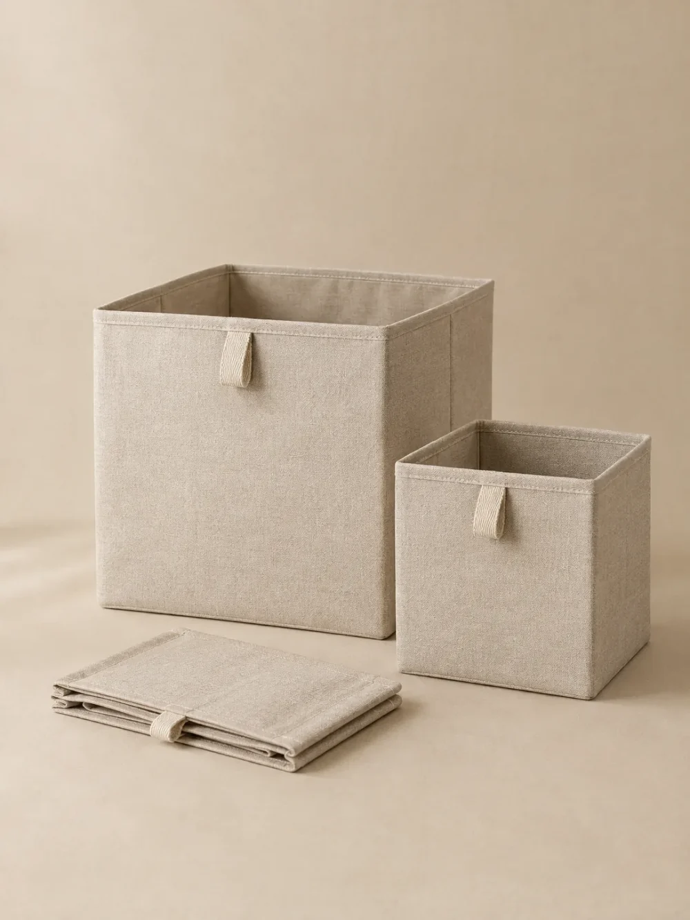 Fold Fabric Box Set of 2 in Oat, front view