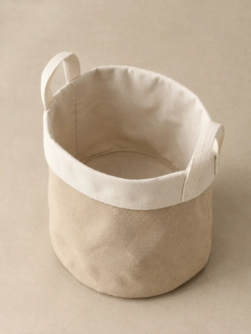Harbour Canvas Basket in Oat, seen from above