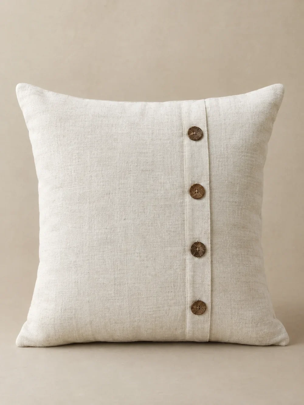 Harlow Button Cushion Cover in Chalk, front view