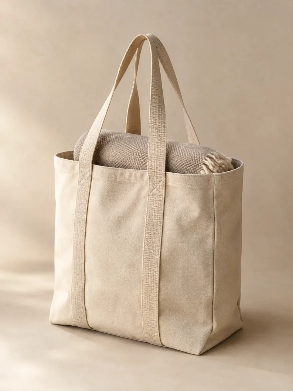 Haul Blanket Tote in Sand, front view