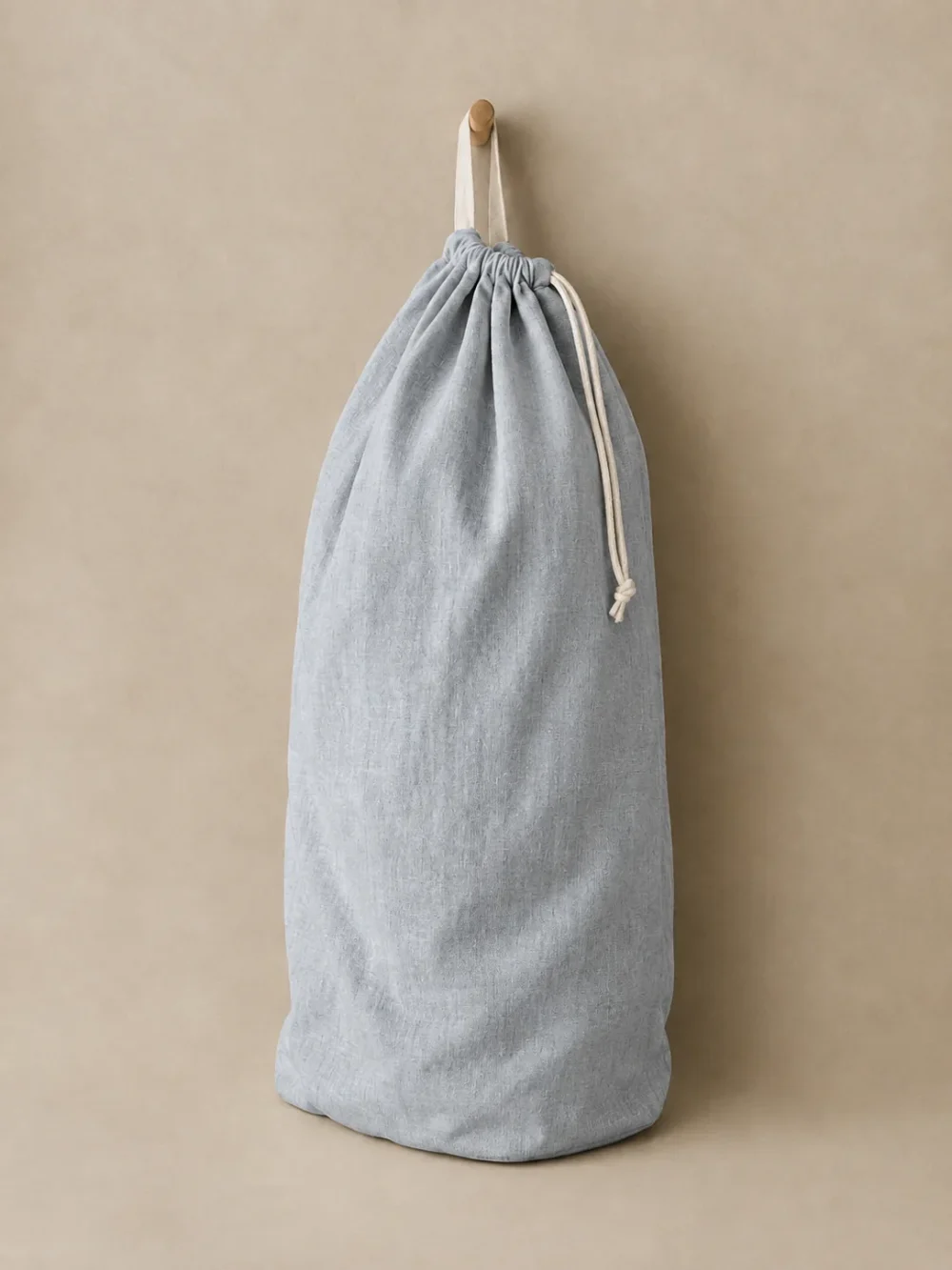 Rinse Linen Laundry Bag in Mist, front view