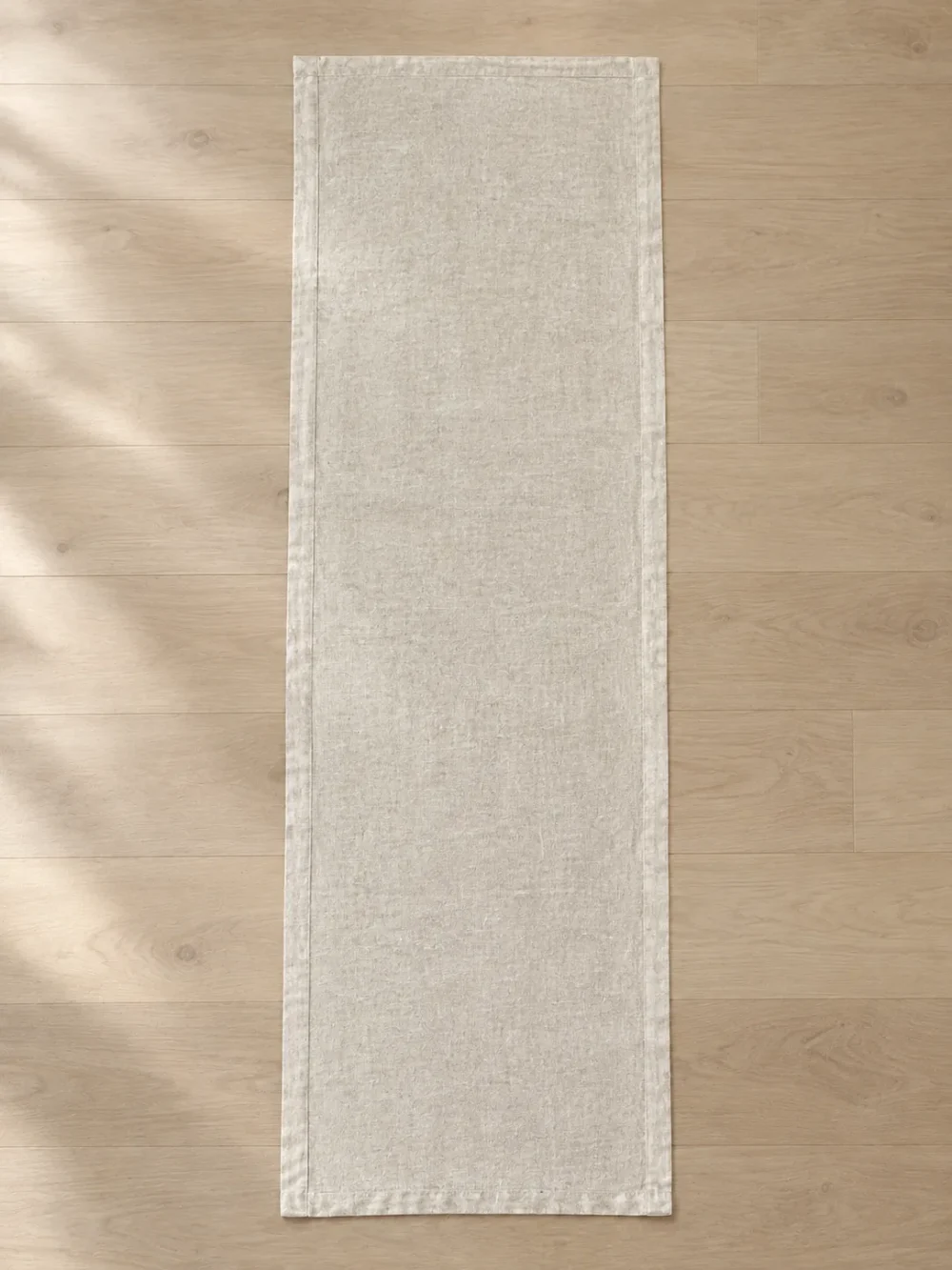 Skerry Folded Linen Runner in Chalk, laid flat, full length