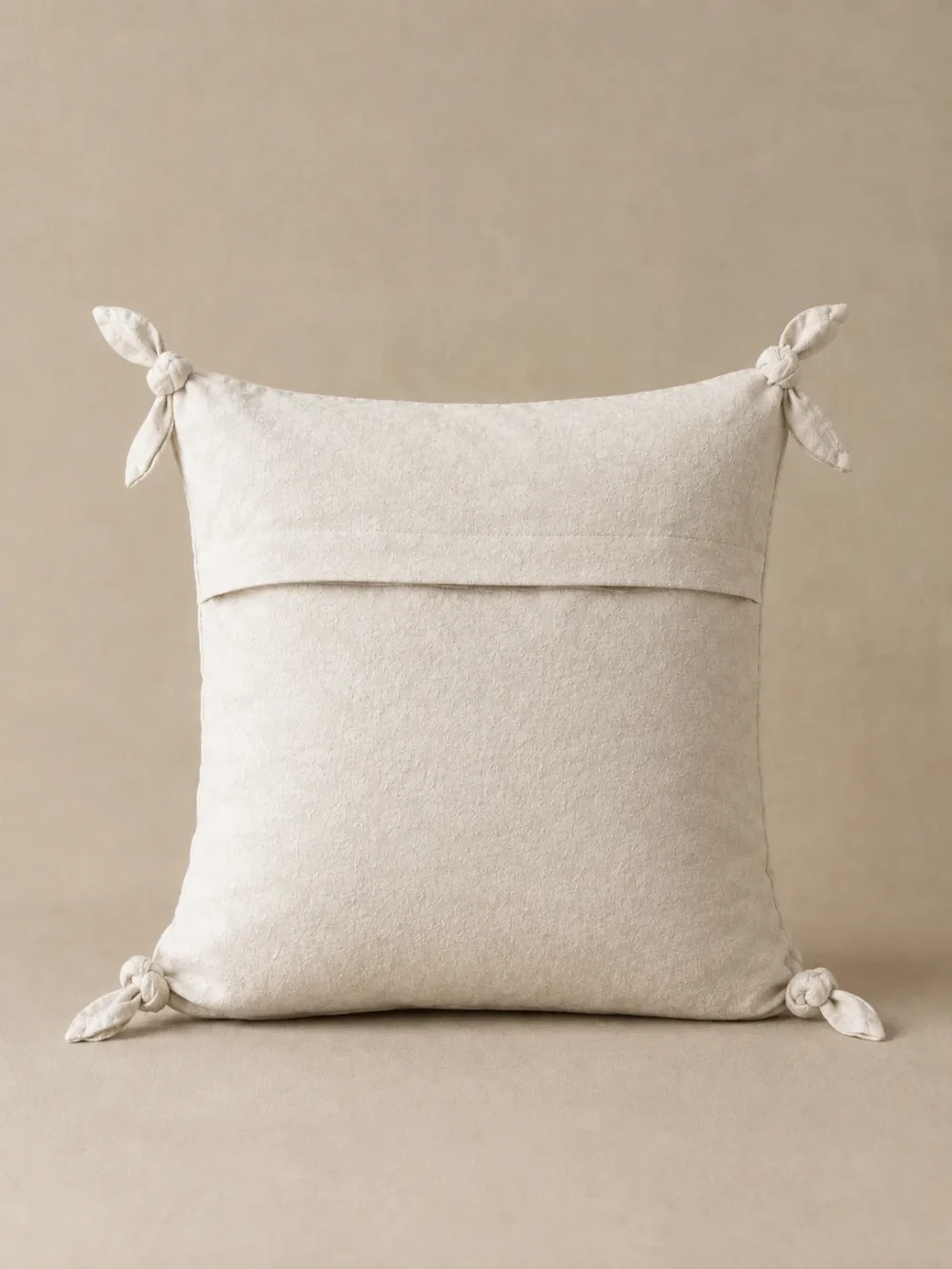 Skerry Knot Cushion Cover in Chalk, back view showing the closure