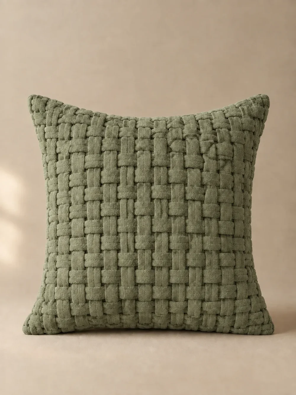 Weir Basket Weave Cushion Cover in Moss, front view