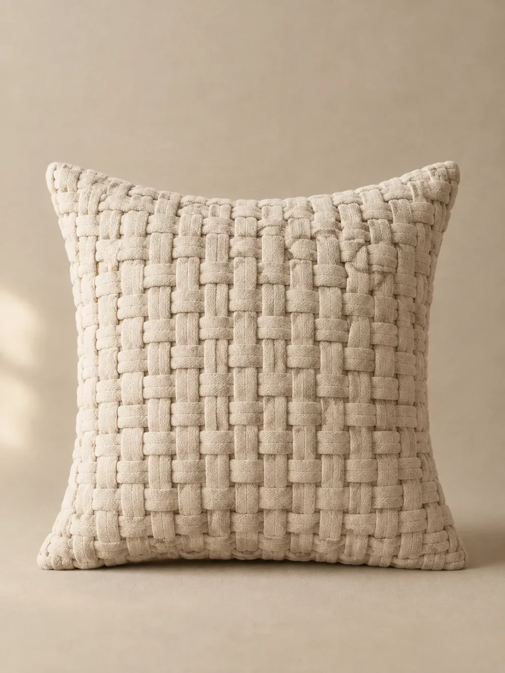 Weir Basket Weave Cushion Cover in Oat, front view